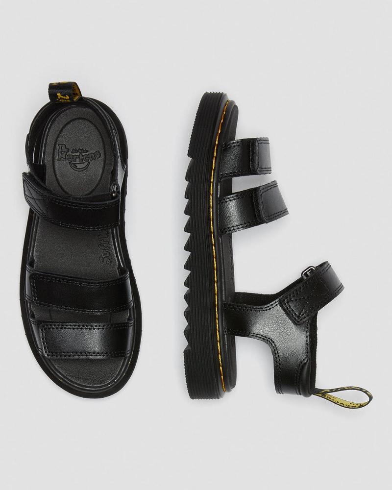 Sandalias Dr Martens Junior Klaire Cuero Correa Niños Negros | MX 107PJJ